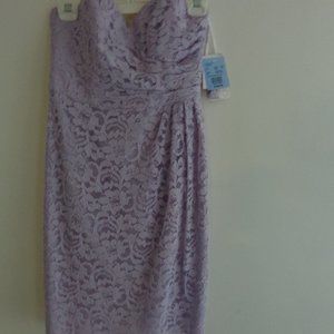 David's Bridal strapless short lace dress size 4 NWT